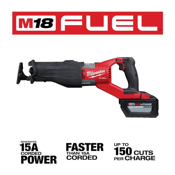 M18 FUEL 18V Lithium-Ion Brushless Cordless SUPER SAWZALL Orbital Reciprocating Saw Kit w/(1) 12.0 Ah Battery