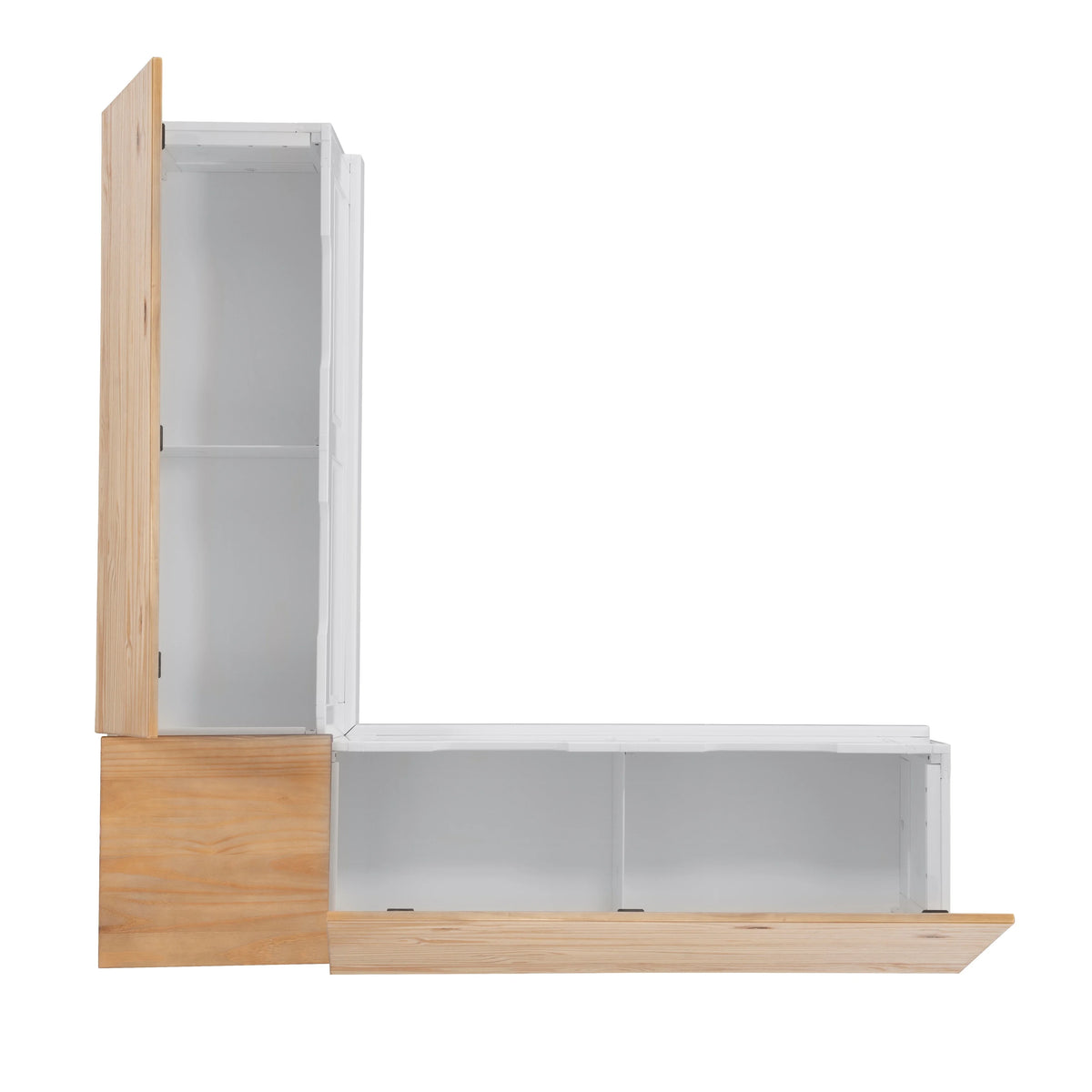 Linon Nook Bench Collection L - Shaped Wood Farmhouse Breakfast Bench with Hidden Storage, White