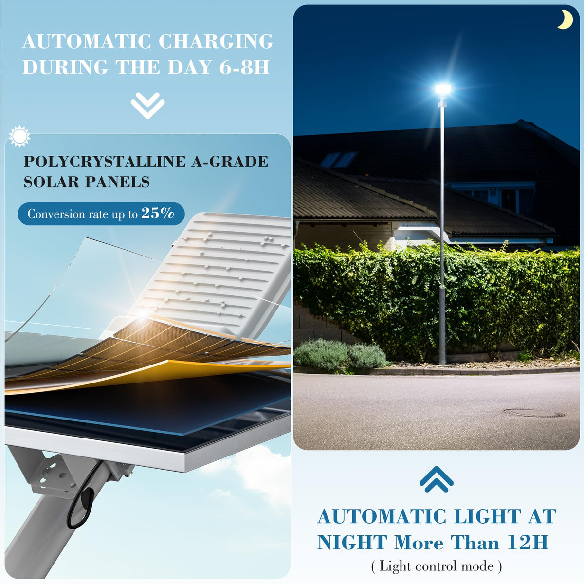 Tri-Color Solar Street Lights Outdoor - 5800W Solar Parking Lot Lights Commercial with 3 Color Temperatures, Solar Street Light Dusk to Dawn Street Lights Solar Powered for Outside Yard Garden