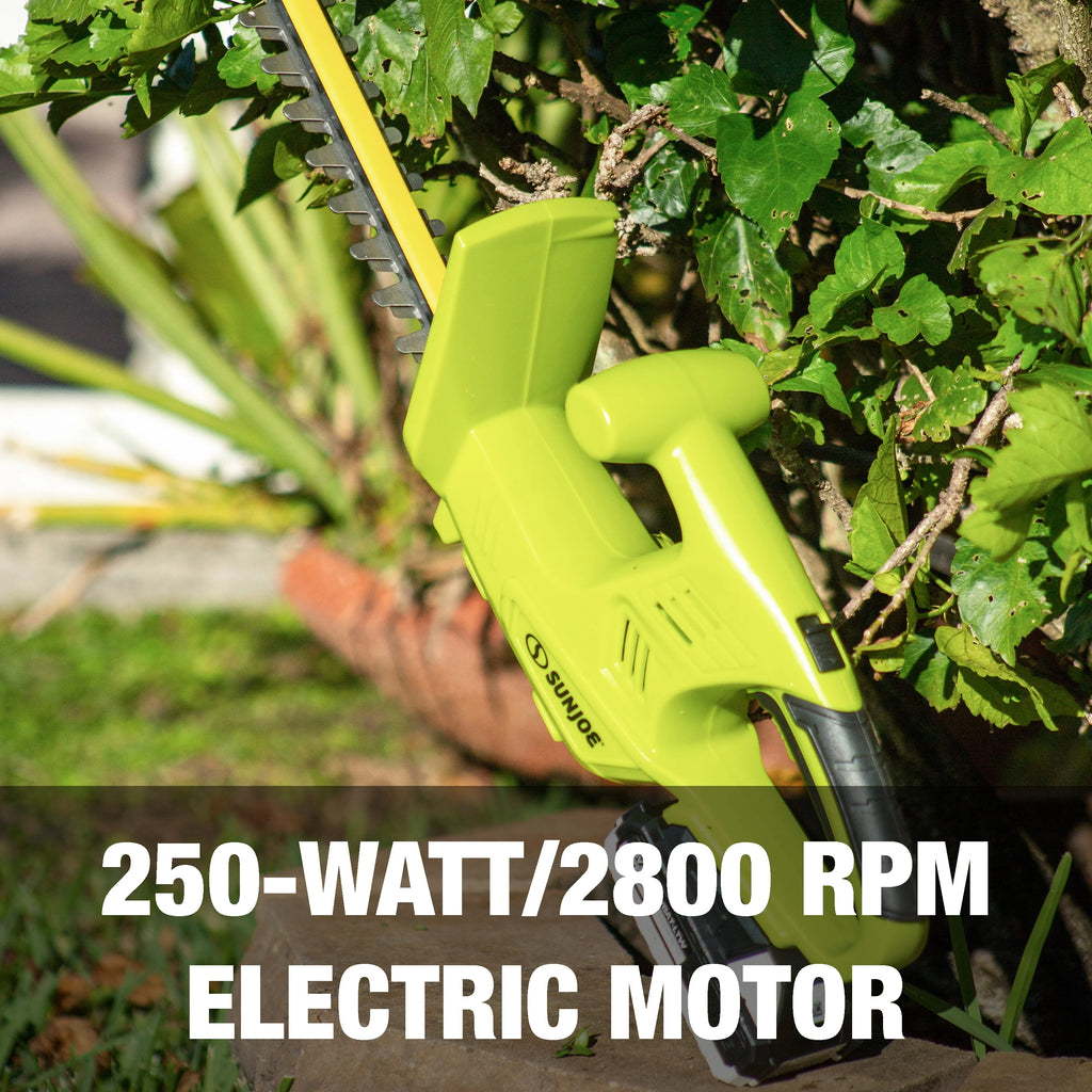 Sun Joe 24V Cordless Garden Combo Kit W/ Leaf Blower, Grass Trimmer, & Hedge Trimmer, 2 x 2.0 - Ah Batteries + Charger