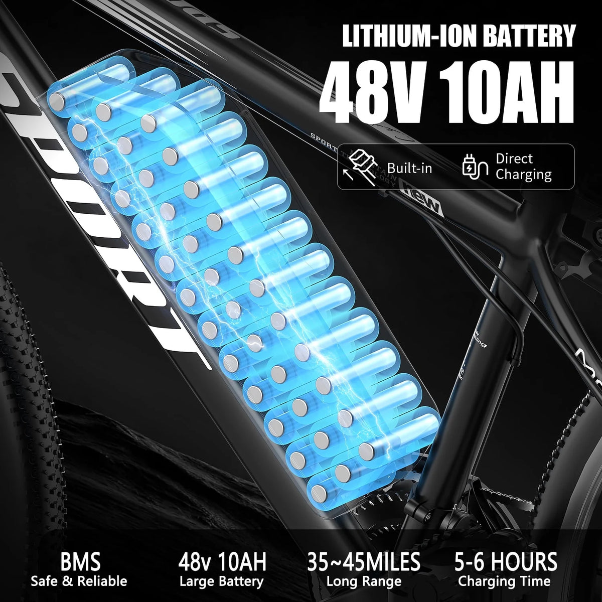 26" Electric Bike for Adults with Peak 750W Brushless Motor, 35miles 22MPH Commuting Electric Mountain Bike with 36V 10AH Removable Battery, 7 - Speed, Front Fork Suspension