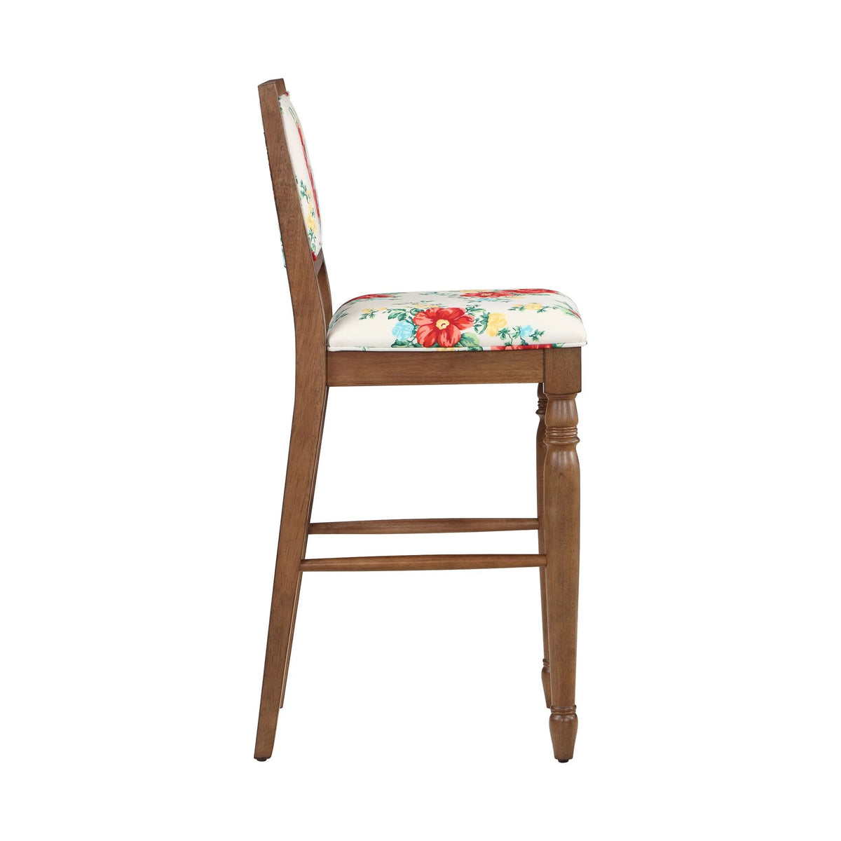 The Pioneer Woman Vintage Floral Bar Stools Made with Solid Wood Frame, Set of 2