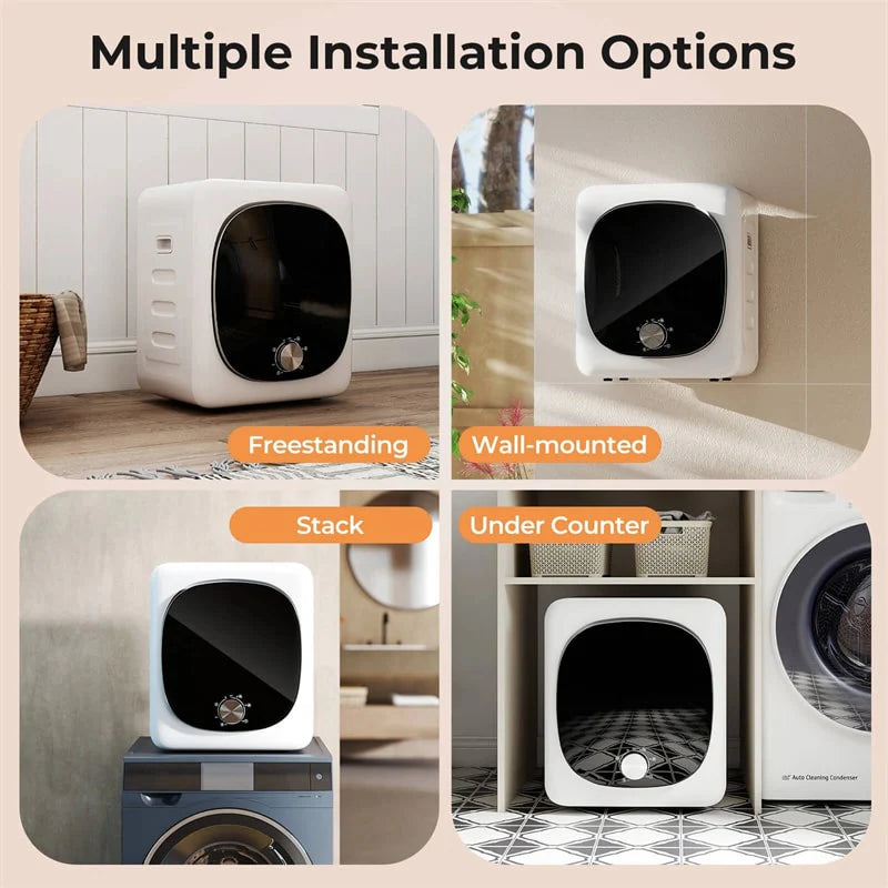 1.5 cu.ft Portable Clothes Dryer, 800W Electric Compact Vented Tumble Dryer with Stainless Steel Tub & 5 Modes for Apartment, Dorm & RV