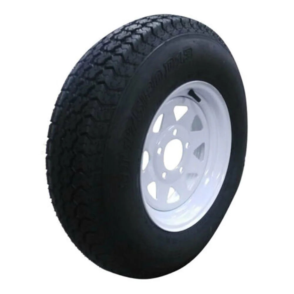 Ktaxon 2PCS Trailer Tires on Rims ST175 - 80D - 13 ST175/80D - 13 6PR H188 5 Lug/4.5" Hole Bolt White Spoke Wheel Tubeless