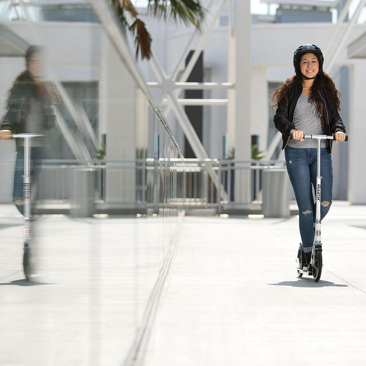 Razor A6 Folding Kick Scooter - 10″ Large Wheels. Aluminum Frame. for Teen & Adult up to 220 lb