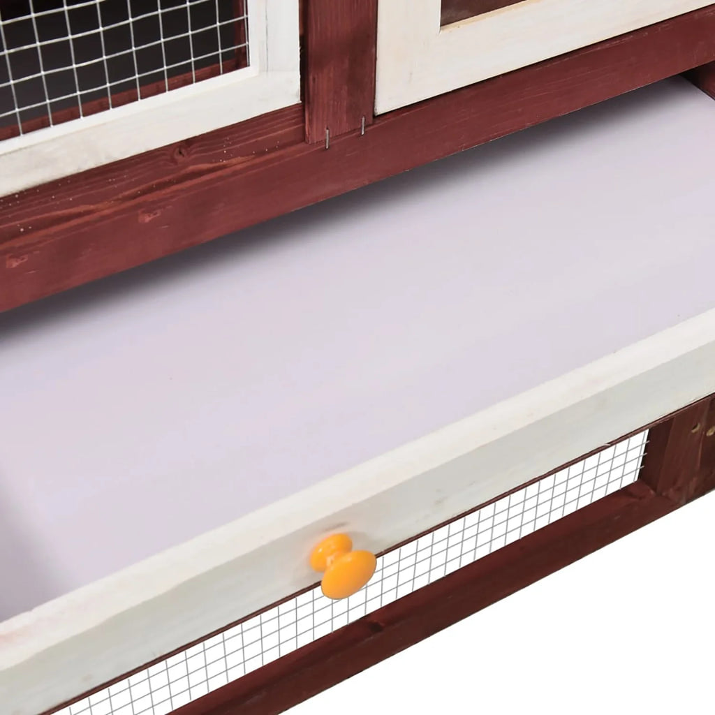Pefilos 55" 2 Story Rabbit Hutch with Ramp, Tray, Wood Bunny Cage Poultry Chicken Coops, Beige