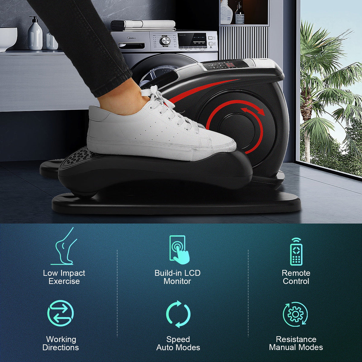 Elliptical Machine, Under Desk Elliptical with Remote Control, Quiet Home Ellipse Exerciser for Seniors