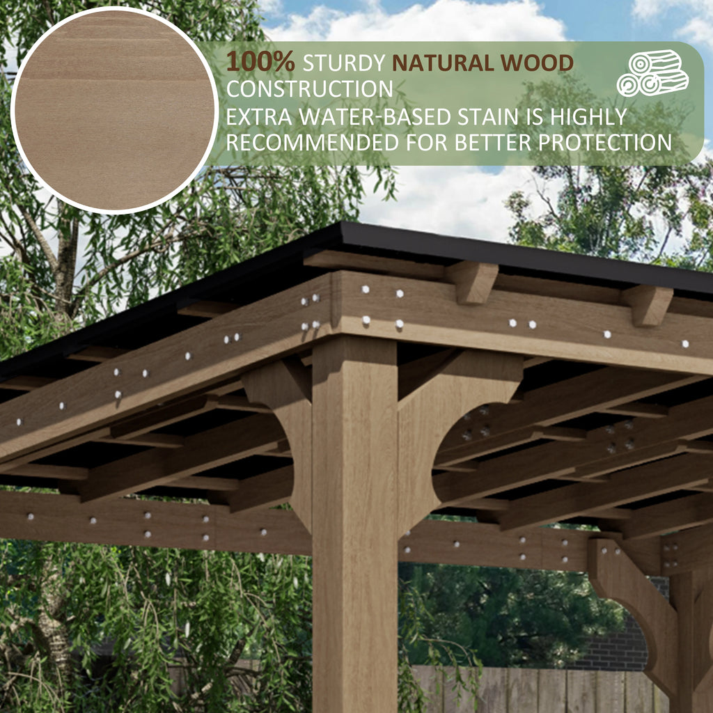 VEIKOUS 8' x 5' Outdoor Hardtop Gazebo, BBQ Grill Gazebo W/ Workstation Shelves for Lawn, Garden, Deck