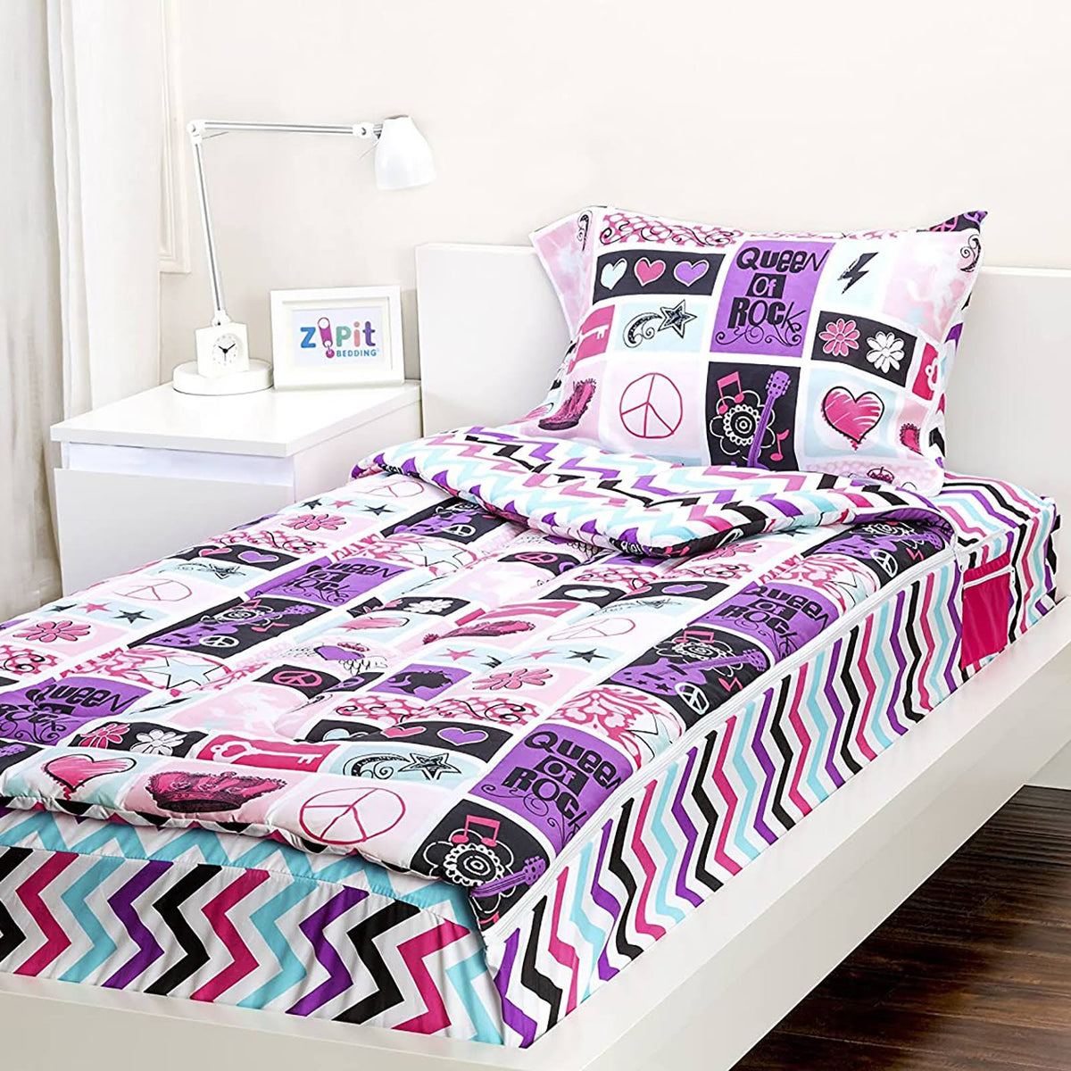 As Seen on TV Zipit Bedding Set, Rock Princess(Twin)