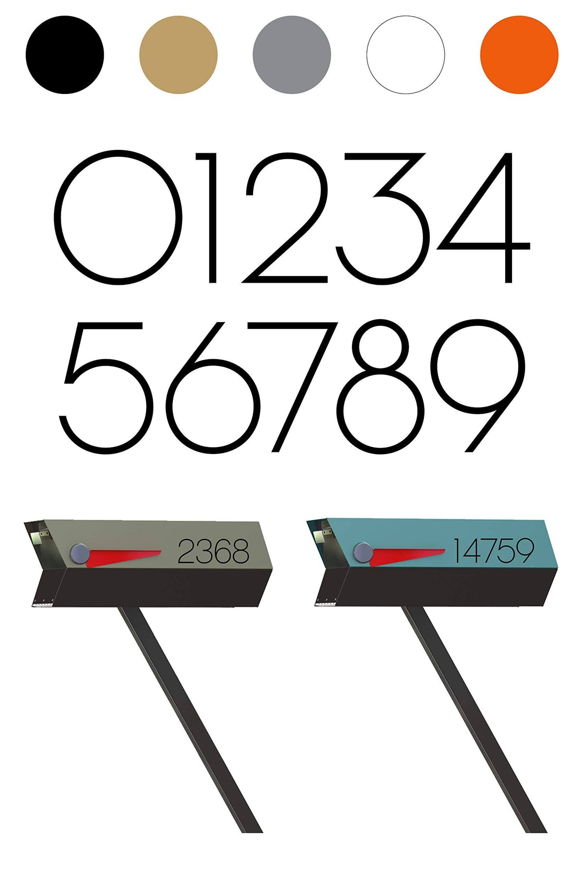 Modbox USA Modern Mailbox Address Numbers in Chalet Style Font, Custom Cut to Order, Set of 2 (Paris)