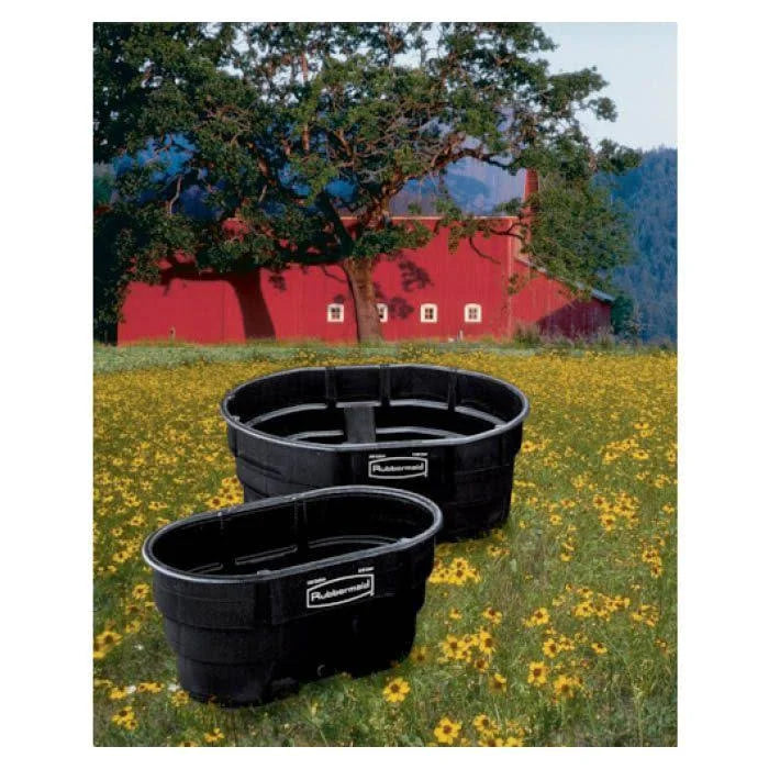 Rubbermaid FG424500BLA Stock Tank. 150 Gal Capacity. Plastic. Black - MadeInUSA