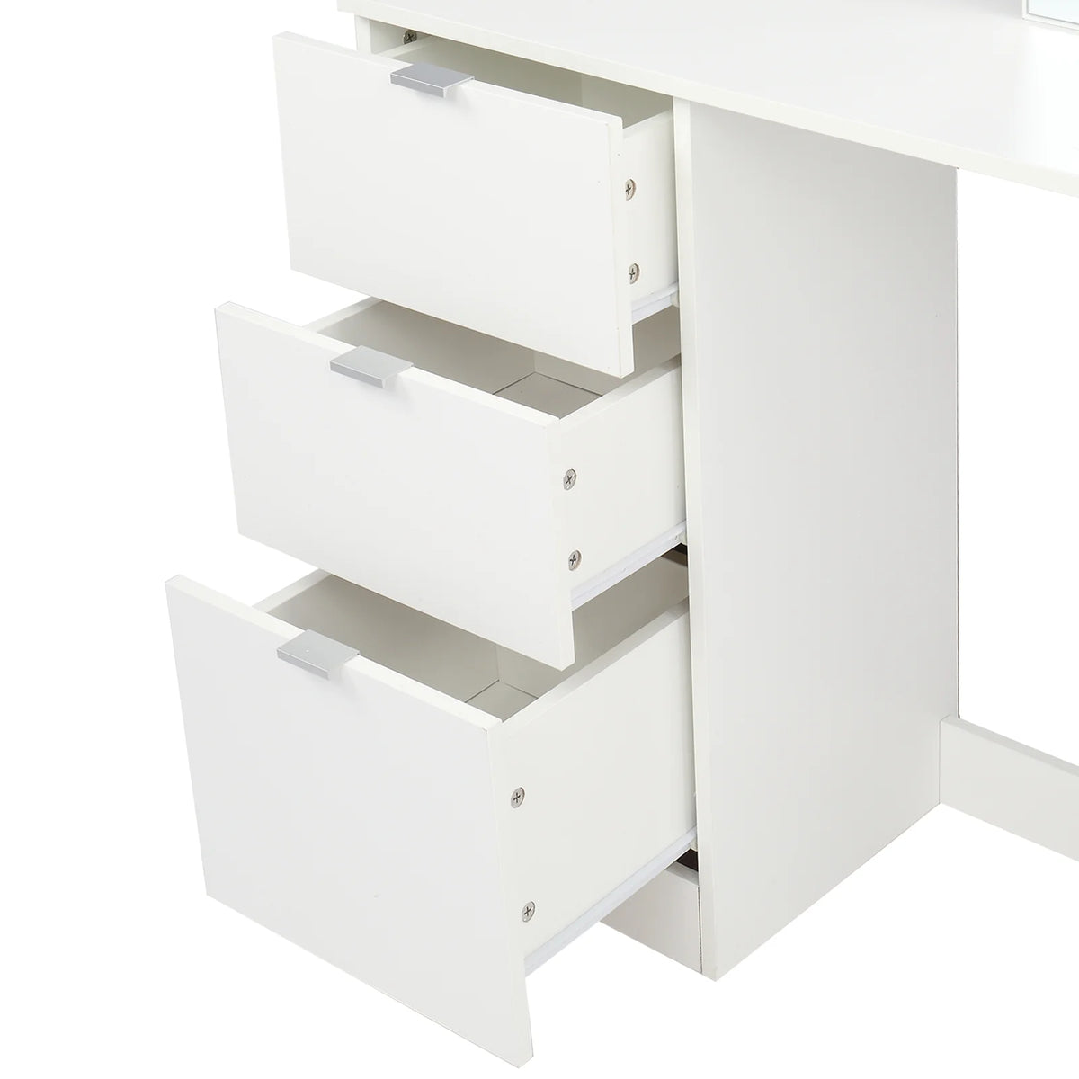 Ktaxon Vanity Set with 3 Color Lighted Mirror, Makeup Table with 6 Drawers, Dressing Table Makeup Desk with Stool, White