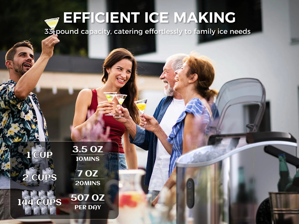 ecozy Nugget Ice Maker Countertop. 33 lbs Daily Output