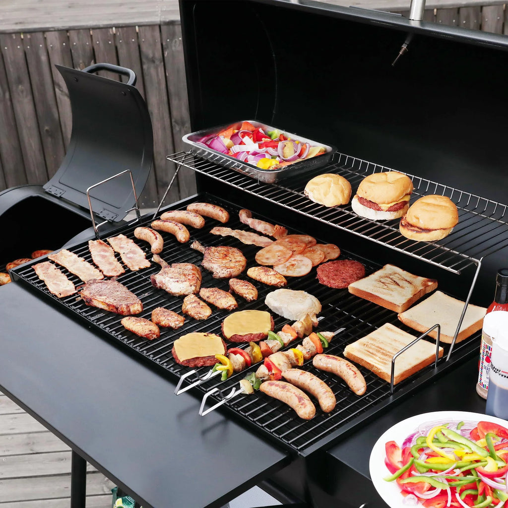 Gourmet CC2036F 36" Charcoal Barrel Grill with Offset Smoker