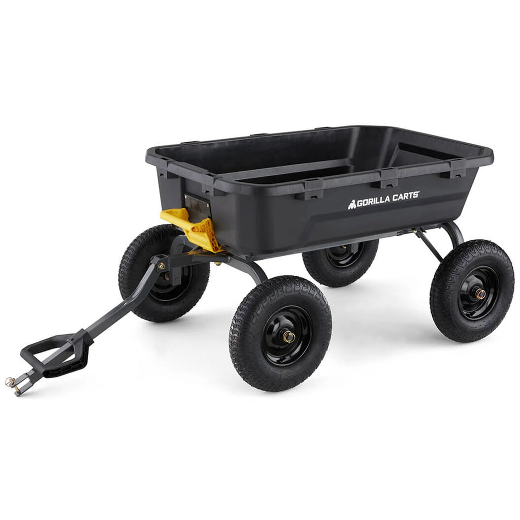 Gorilla Carts 12 cu ft Poly Yard Dump Cart with Quick - Release, 1600 lb Capacity, Black