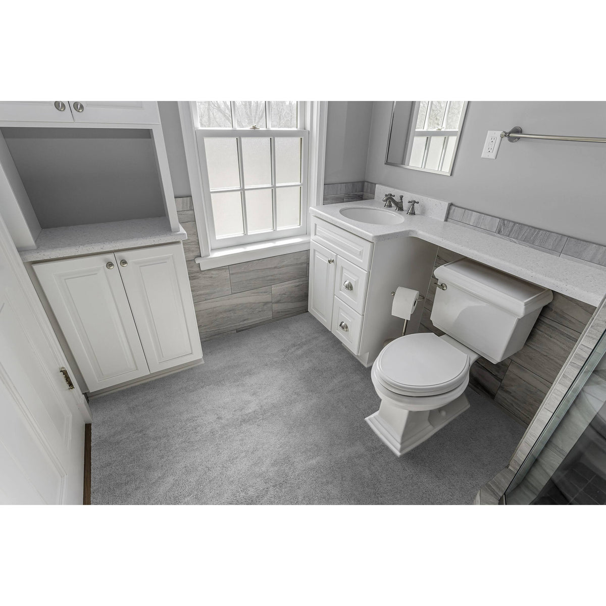 Garland Rug Room Size 5 ft. x 6 ft. Washable Bathroom Carpet Platinum Gray